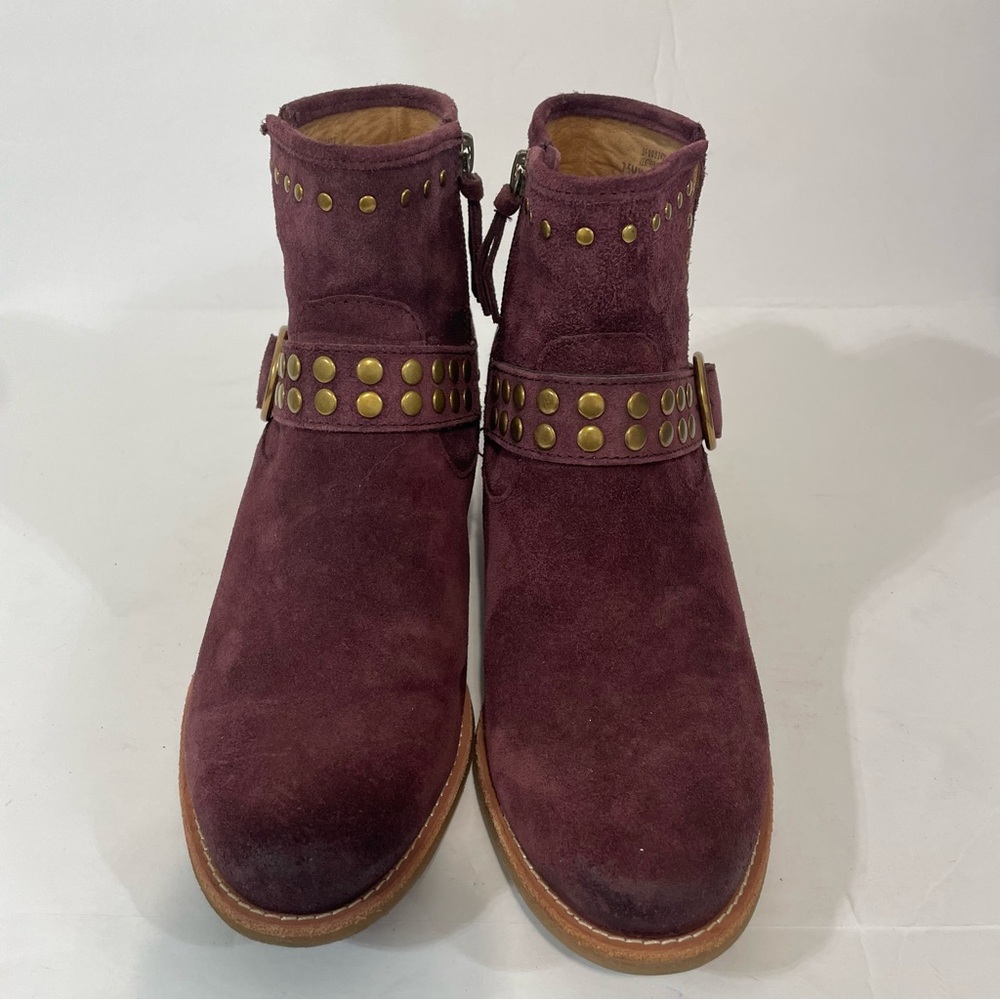 Sofft Allene II Rustic Red Suede Gold Studs Fall Western Ankle Booties Size 7.5 - Picture 3 of 11